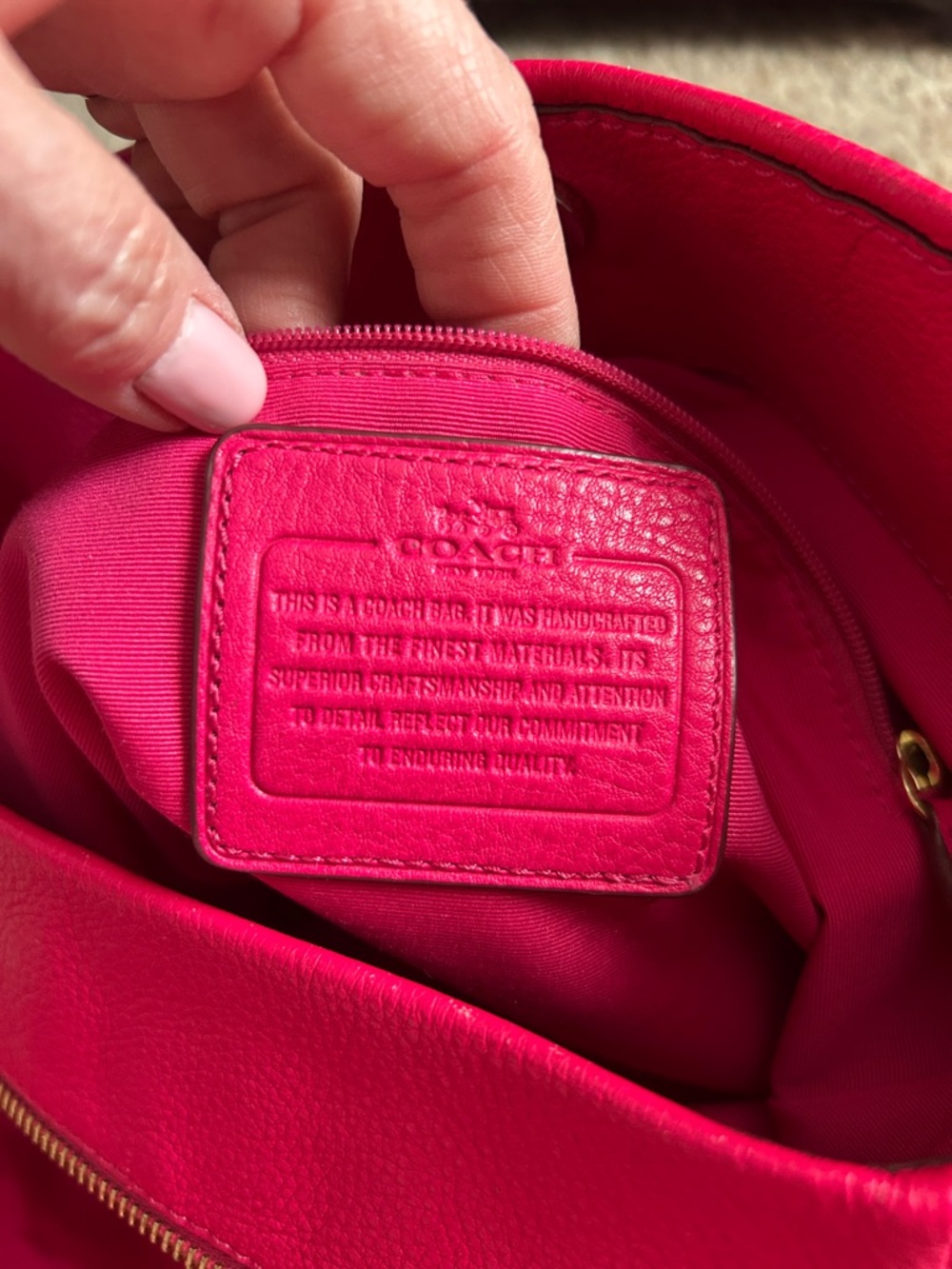 Hot Pink Leather Shoulder Bag and matching wallet/wristlet - Coach - Picture 4 of 6